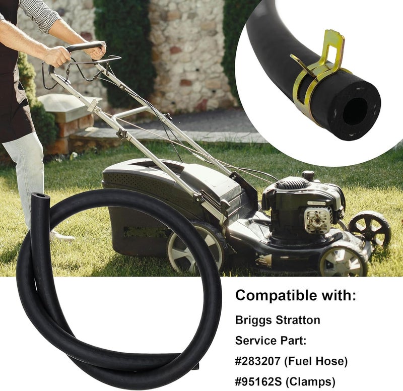 Strongthium 1/4 inch ID Fuel Line Hose x 25" w/ 4 Clamps Compatible with Briggs Stratton MTD Cub Cadet Troy Bilt Crafsman 5414K 283207 791850 95162S Lawn Mower Small Engine - Image 2